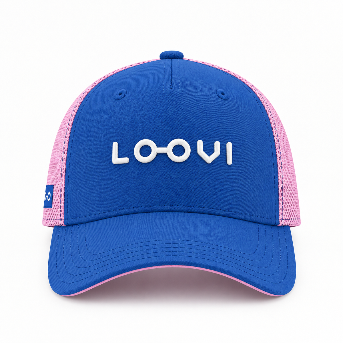 Boné Trucker Infanto Juvenil Azul Royal e Rosa Claro – Linha Premium Loovi