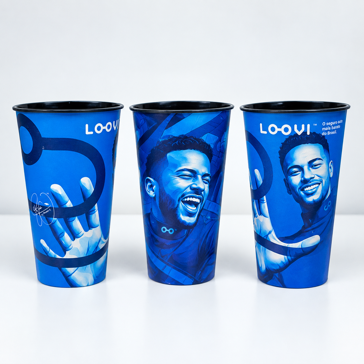 Kit 3 Copos Loovi Personalizado Azul – 500ml