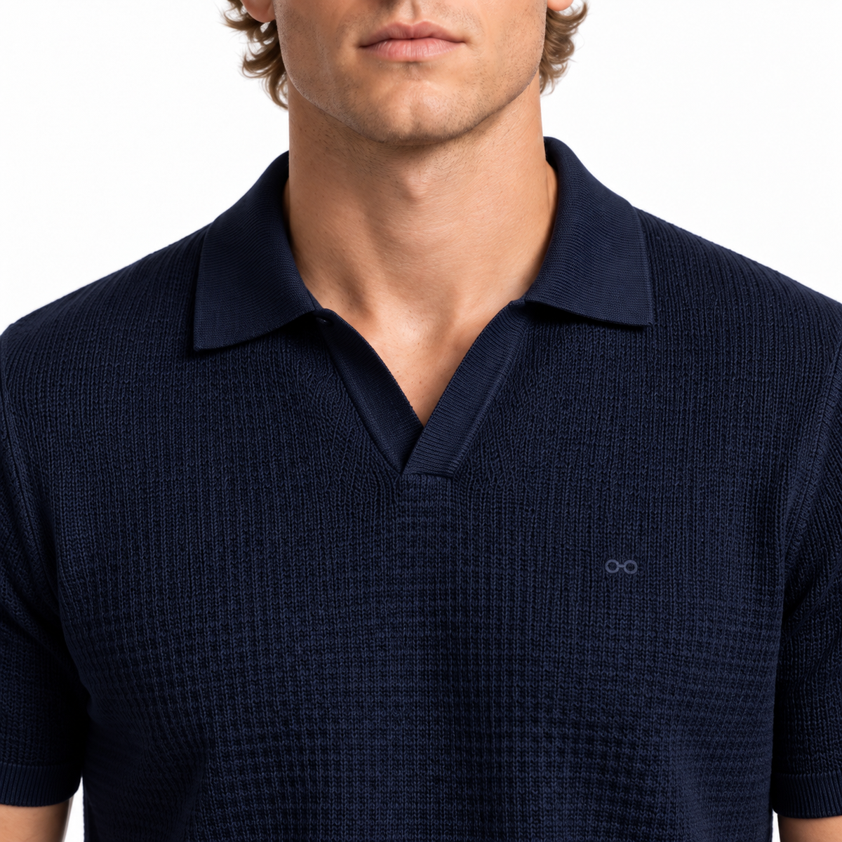 Polo Tricô Azul Marinho Masculina